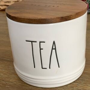 Rae Dunn Cream Tea Canister with Wooden Lid